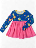 Matilda Jane blue floral and pink long sleeve girls dress size 6