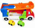 Big Big Car Carrier truck toy with yellow and green mini cars