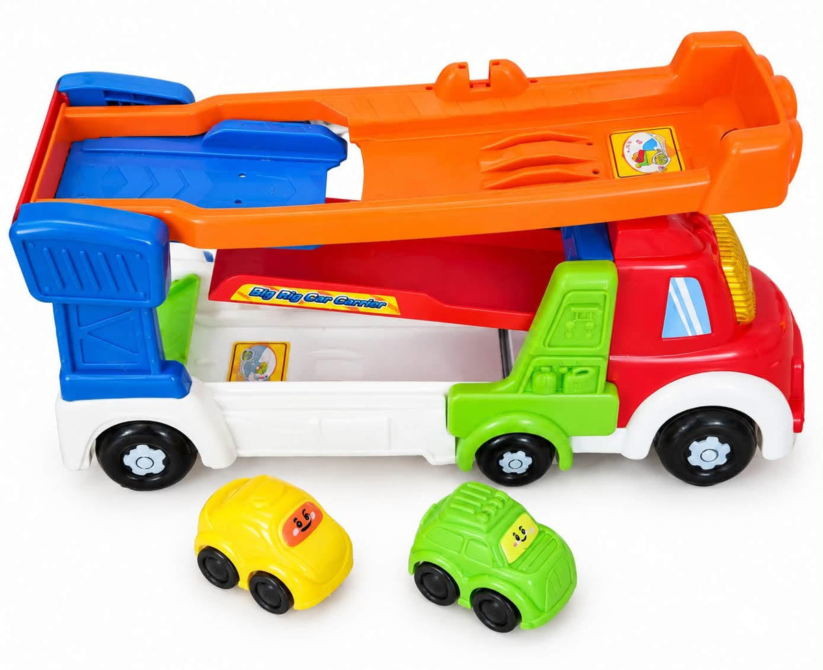Big Big Car Carrier truck toy with yellow and green mini cars