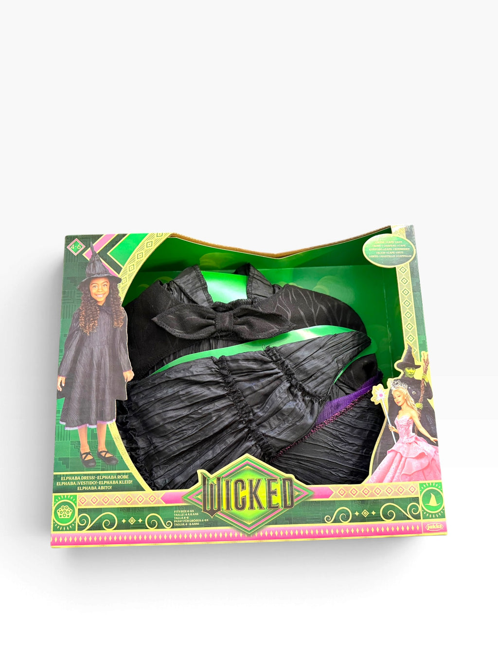 Wicked Deluxe Elphaba costume set front of box size 4-6X