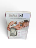 Snuza wearable baby movement monitor retail box showing the monitor clipped to a diaper waistband