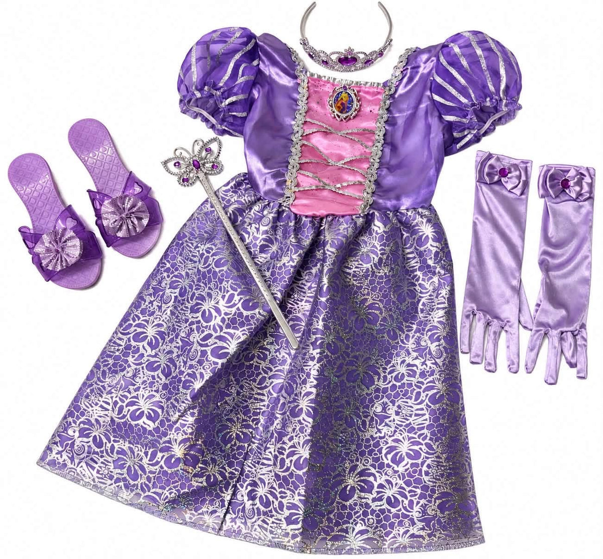 Disney Princess Rapunzel purple costume dress size 4-6X with accessories